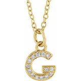 14K Yellow .05 CTW Natural Diamond Petite Initial G 16-18" Necklace Siddiqui Jewelers