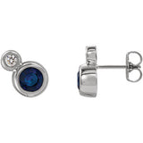 14K White Blue Sapphire & 1/8 CTW Diamond Earrings - Siddiqui Jewelers