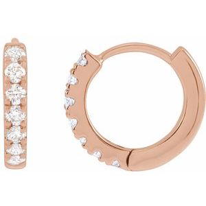 14K Rose 1/5 CTW Lab-Grown Diamond 10 mm Hoop Earrings Siddiqui Jewelers