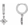 Platinum Natural White Sapphire Beaded Bezel-Set Hoop Earrings Siddiqui Jewelers