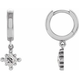 Platinum Natural White Sapphire Beaded Bezel-Set Hoop Earrings Siddiqui Jewelers