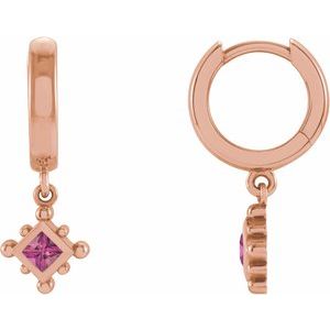 14K Rose Natural Pink Tourmaline Beaded Bezel-Set Hoop Earrings Siddiqui Jewelers