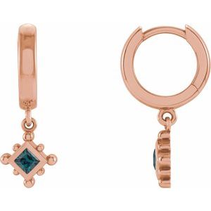 14K Rose Lab-Grown Alexandrite Beaded Bezel-Set Hoop Earrings Siddiqui Jewelers