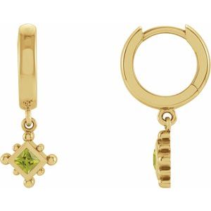 14K Yellow Natural Peridot Beaded Bezel-Set Hoop Earrings Siddiqui Jewelers