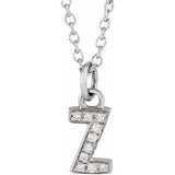 14K White .03 CTW Natural Diamond Petite Initial Z 16-18" Necklace Siddiqui Jewelers