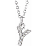 14K White .03 CTW Natural Diamond Petite Initial Y 16-18" Necklace Siddiqui Jewelers