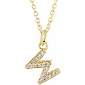 14K Yellow .06 CTW Natural Diamond Petite Initial W 16-18" Necklace Siddiqui Jewelers