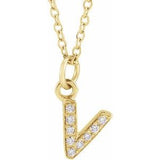 14K Yellow .03 CTW Natural Diamond Petite Initial V 16-18" Necklace Siddiqui Jewelers