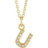 14K Yellow .04 CTW Natural Diamond Petite Initial U 16-18" Necklace Siddiqui Jewelers