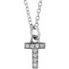 14K White .03 CTW Natural Diamond Petite Initial T 16-18" Necklace Siddiqui Jewelers