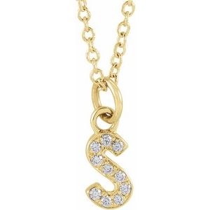 14K Yellow .04 CTW Natural Diamond Petite Initial S 16-18" Necklace Siddiqui Jewelers