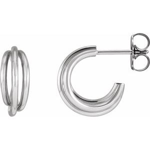 Platinum Left 12 mm Hoop Earrings Siddiqui Jewelers