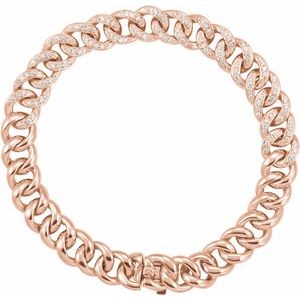 14K Rose 3/4 CTW Natural Diamond Curb 7" Bracelet Siddiqui Jewelers