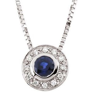 14K White Blue Sapphire & .06 CTW Diamond 18" Necklace - Siddiqui Jewelers