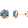 14K Rose Aquamarine & 1/6 CTW Diamond Earrings - Siddiqui Jewelers