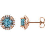 14K Rose Aquamarine & 1/6 CTW Diamond Earrings - Siddiqui Jewelers