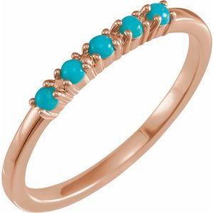 14K Rose Natural Turquoise Cabochon Stackable Ring Siddiqui Jewelers