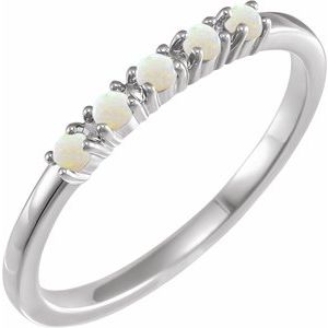 Sterling Silver Natural White Opal Cabochon Stackable Ring Siddiqui Jewelers
