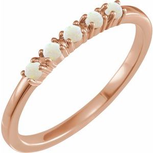 14K Rose Natural White Opal Cabochon Stackable Ring Siddiqui Jewelers