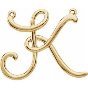 14K Yellow Script Initial K Necklace Center-Siddiqui Jewelers