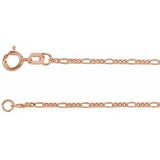 14K Rose 1.28 mm Figaro 16" Chain Siddiqui Jewelers