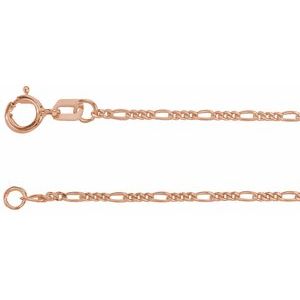 14K Rose 1.28 mm Figaro 16" Chain Siddiqui Jewelers