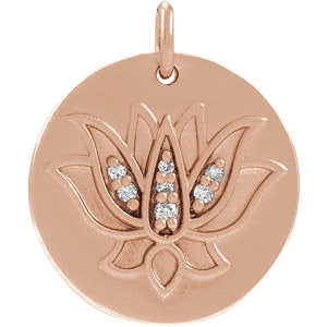 14K Rose .025 CTW Diamond Lotus Pendant - Siddiqui Jewelers