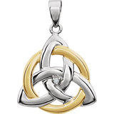 14K White & Yellow .004 CT Diamond Celtic-Inspired Trinity Pendant - Siddiqui Jewelers