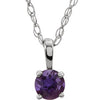 Sterling Silver 3 mm Round February Imitation Amethyst Youth Birthstone 14" Necklace - Siddiqui Jewelers