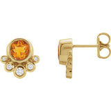 14K Yellow Citrine & 1/8 CTW Diamond Earrings - Siddiqui Jewelers