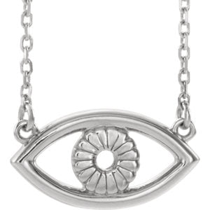 Sterling Silver Evil Eye 16" Necklace - Siddiqui Jewelers