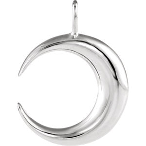 14K White Crescent Moon Pendant - Siddiqui Jewelers