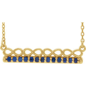 14K Yellow Blue Sapphire Infinity-Inspired Bar 18" Necklace - Siddiqui Jewelers