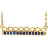14K Yellow Blue Sapphire Infinity-Inspired Bar 16" Necklace - Siddiqui Jewelers