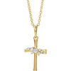 14K Yellow .06 CTW Diamond Cluster Cross 16-18" Necklace - Siddiqui Jewelers