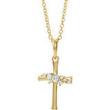 14K Yellow .06 CTW Diamond Cluster Cross 16-18" Necklace - Siddiqui Jewelers