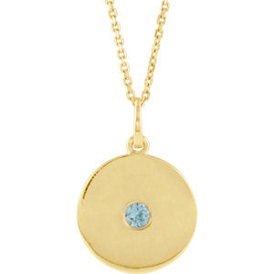 14K Yellow Blue Zircon Disc Necklace - Siddiqui Jewelers