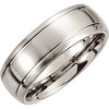 Cobalt 8 mm Slightly Domed Round Edge Band with Satin Finish & Grooves Size 9 - Siddiqui Jewelers