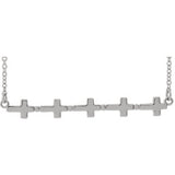 14K White Sideways Cross Bar 18" Necklace - Siddiqui Jewelers