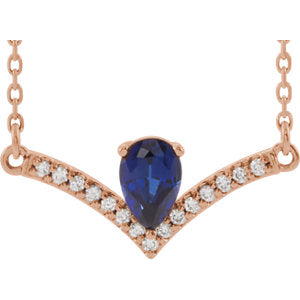 14K Rose Blue Sapphire & .08 CTW Diamond 18" Necklace - Siddiqui Jewelers