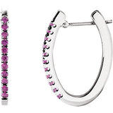14K White Pink Sapphire Hoop Earrings - Siddiqui Jewelers