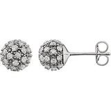 14K White 3/4 CTW Diamond Cluster Earrings - Siddiqui Jewelers