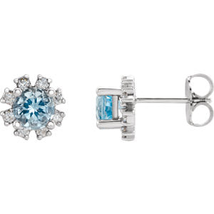 14K White Aquamarine & 1/5 CTW Diamond Earrings - Siddiqui Jewelers