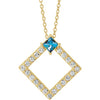 14K Yellow Aquamarine & 3/8 CTW Diamond 16-18" Necklace - Siddiqui Jewelers