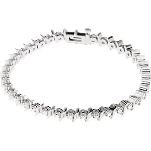 14K White 1 1/2 CTW Diamond Line 7.25" Bracelet - Siddiqui Jewelers