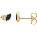 14K Yellow Blue Sapphire &  .05 CTW Diamond Earrings - Siddiqui Jewelers