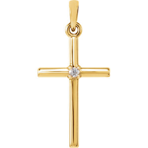 14K Yellow 22.65x11.4 mm .015 Diamond Cross Pendant - Siddiqui Jewelers