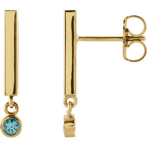14K Yellow Aquamarine Dangle Earrings - Siddiqui Jewelers