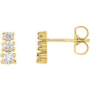 14K Yellow 3/8 CTW Diamond Three-Stone Earrings - Siddiqui Jewelers