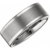 Tungsten 8 mm Flat Band with Satin Finish Center Size 8.5-Siddiqui Jewelers